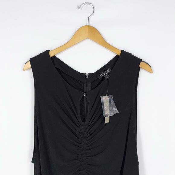J Crew Women's Ruched Center Seam Maxi Dress 3X Black Sleeveless - Picture 4 of 16